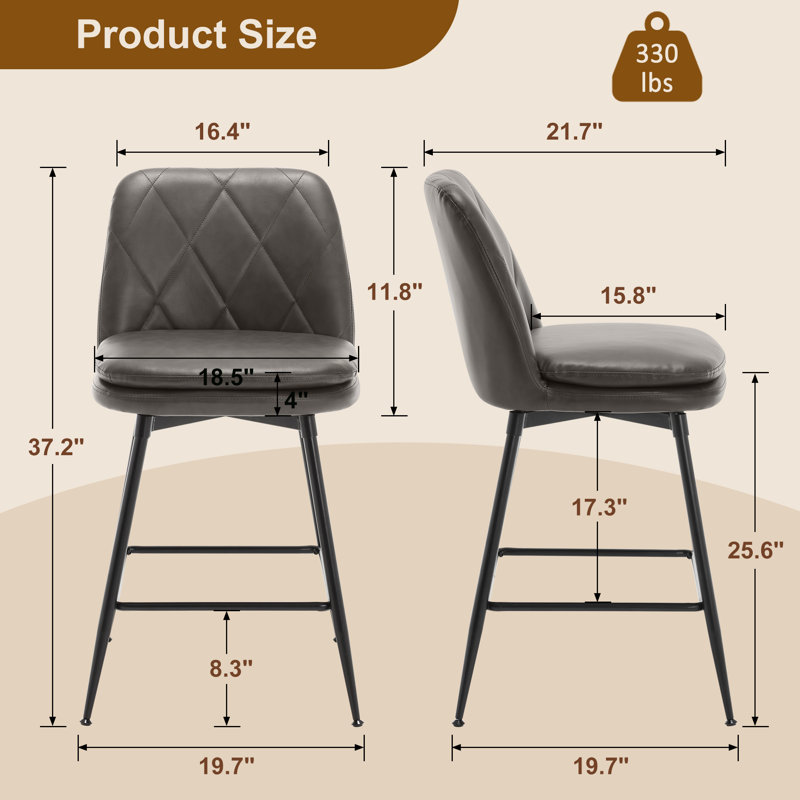 Tabouret de bar et de comptoir Garrey, Bar Stool (28" Seat Height), Gris