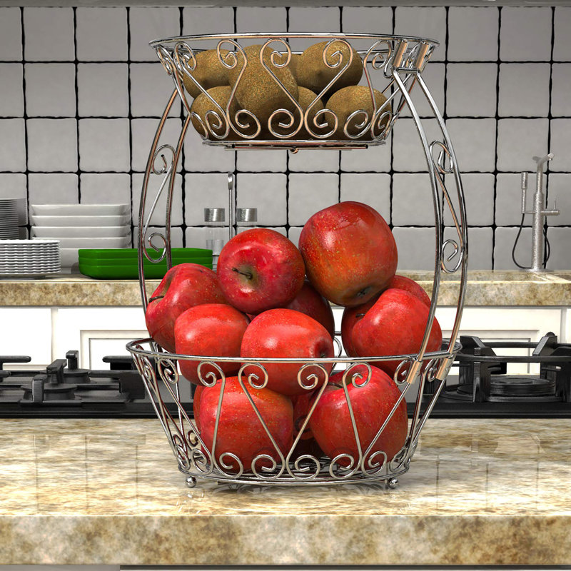 Panier de fruits à 2 niveaux pour comptoir - Bol de rangement polyvalent pour fruits et légumes