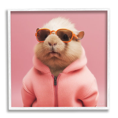 Az-139-Framed " Fashionable Animal In Pink " by Roozbeh