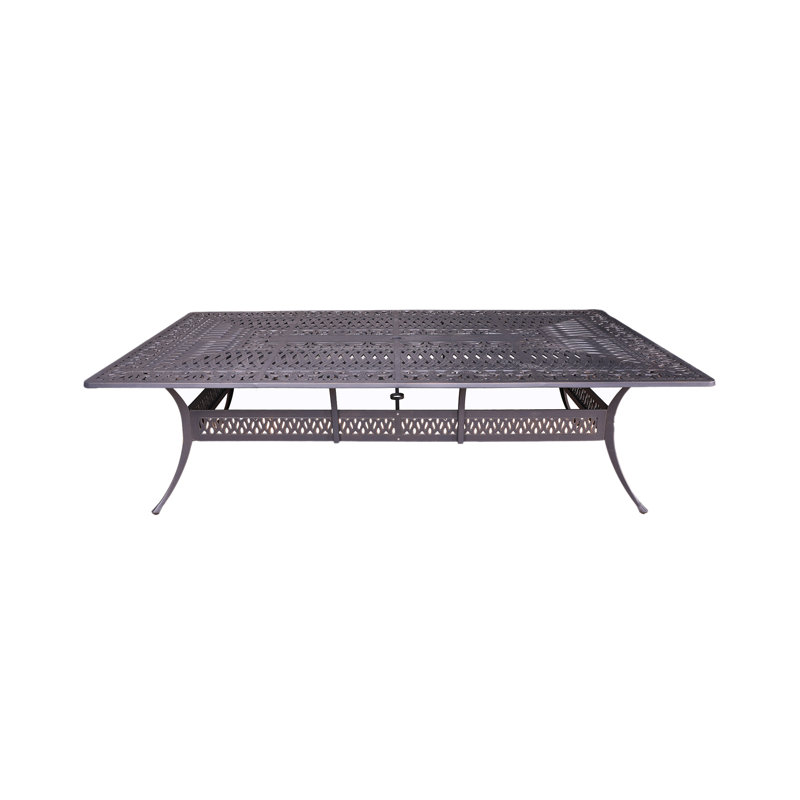 Annecorinne Rectangular Metal Outdoor Dining Table With Umbrella Hole , 108.07'' in. W 60.04'' in. D, Dessert Night