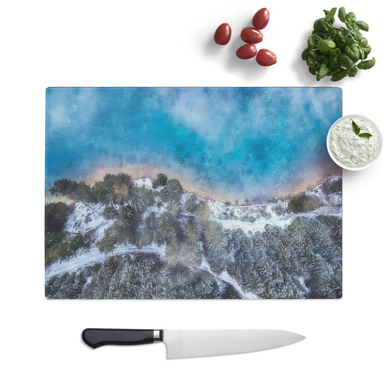 Tempered Glass Above Braies Lake in Italy Painting Chopping Board, 20 cm x 28.5 cm