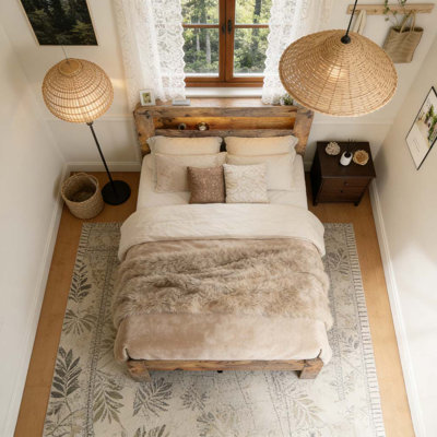 Base de lit plateforme en bois avec rangement