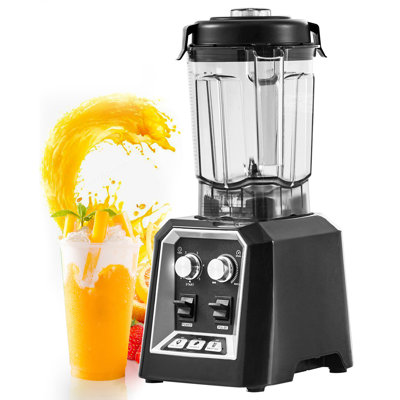Mélangeur professionnel, bol en plastique de 2 litres, mélangeur à 3 fonctions en acier inoxydable, mélangeur de comptoir commercial, idéal pour les laits frappés, les smoothies, les boissons glacées et la glace pilée, noir, conçu pour les boissons glacées.