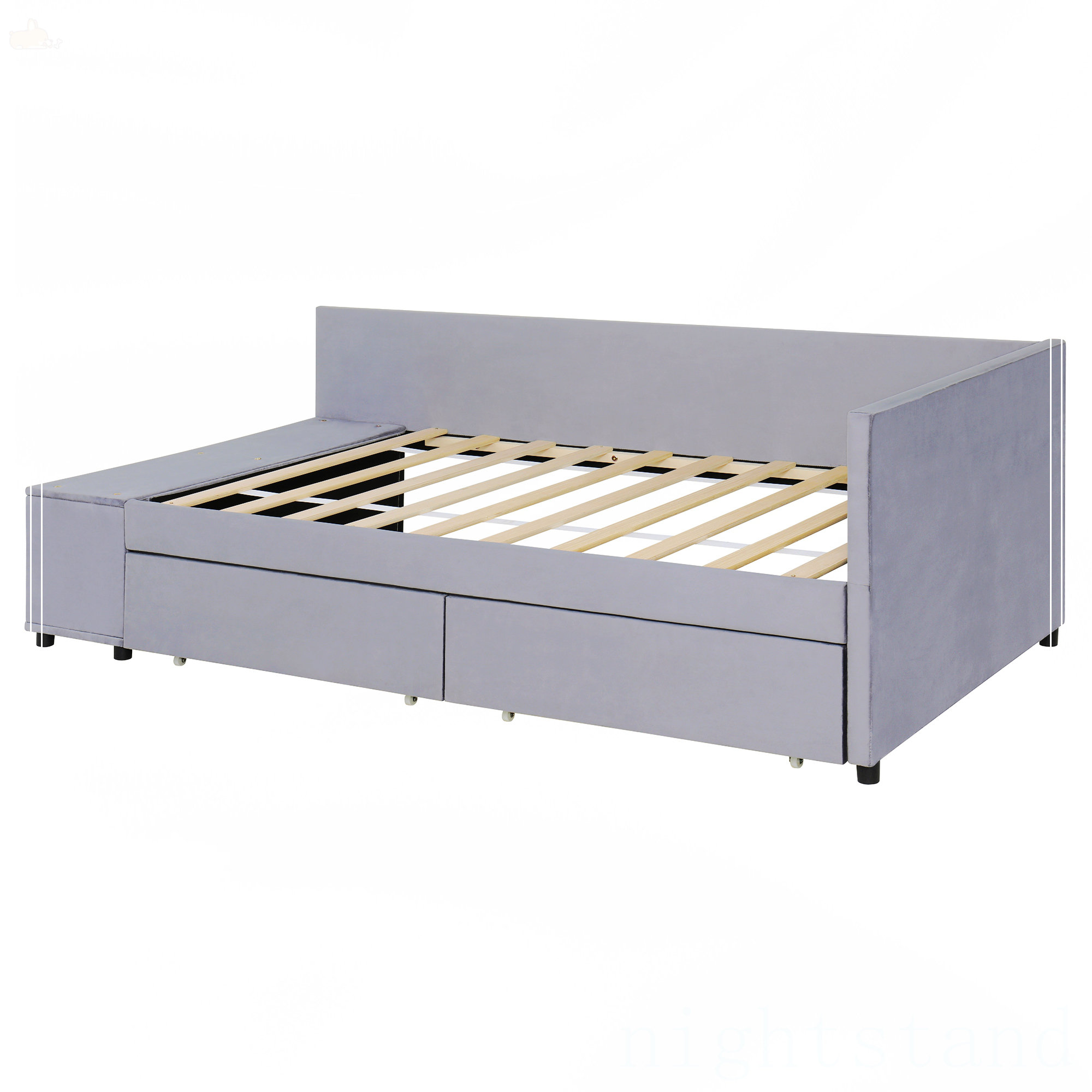 Latitude Run® Twin Size L-Shaped Upholstered Platform Bed With Storage ...