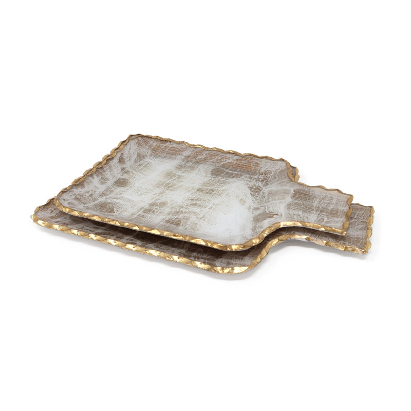 Ferncliff Glass Tray, 1" H x 15.25" W x 9.5" D