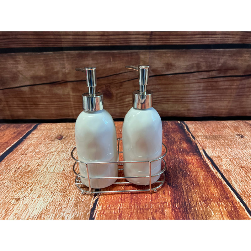Lotion and Soap Dispenser w/Metal Caddy