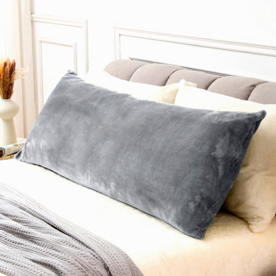 CozyFleece Zippered Body Pillowcase - Plush Long Pillow Cover - Soft Luxury Fuzzy Pillow Protector for Fall/Winter - Gray