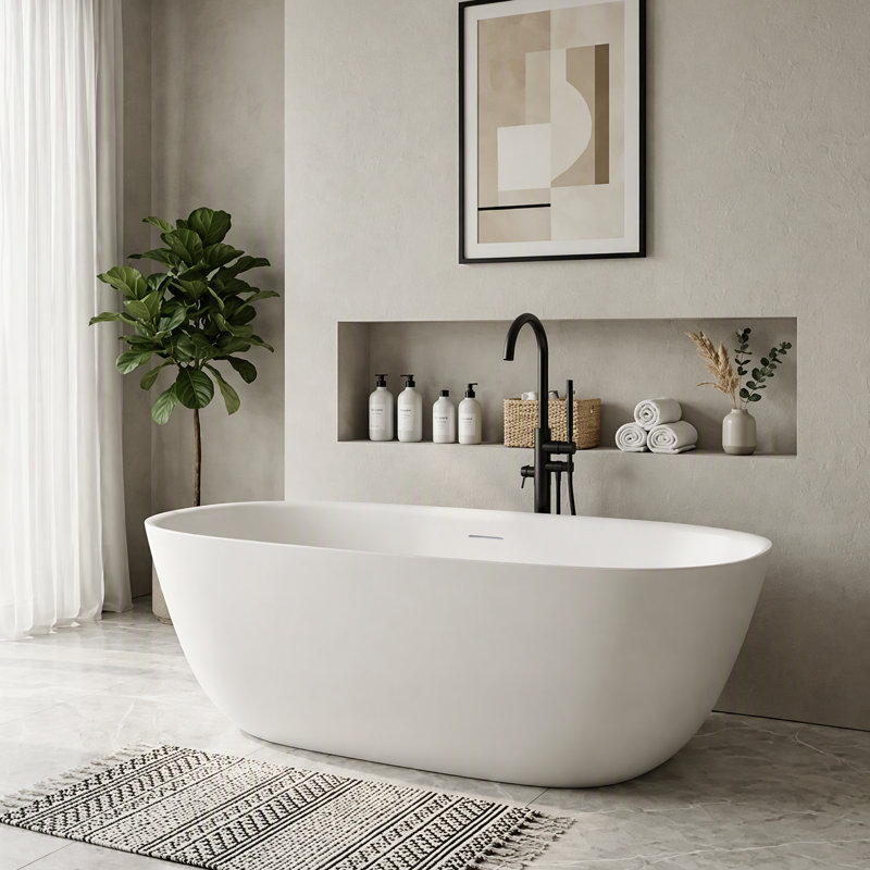 55.12'' x 27.56'' Soaking Solid Surface Bathtub