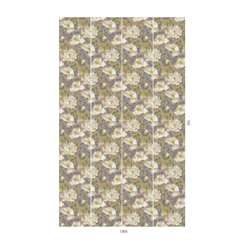 Papavera Floral Wall Mural, Tourmaline