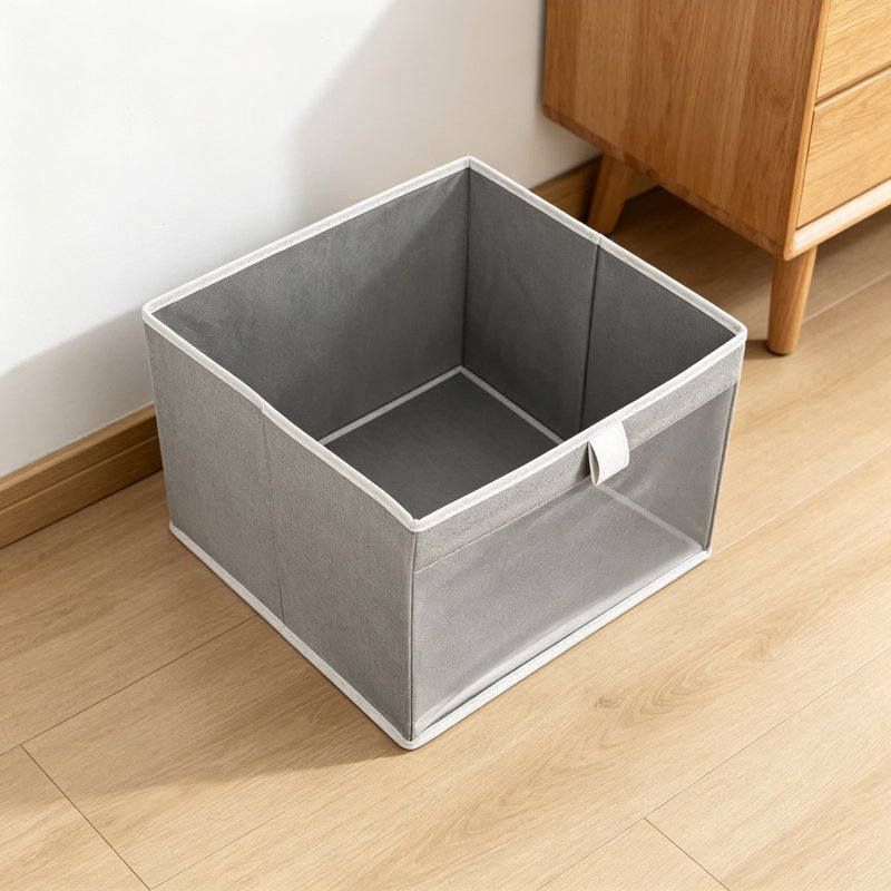 Linen Closet Organizers and Storage Bins, Foldable Basket with Mesh Window for Clothes, Towels, and Toys, 12.75 x 12.75 x 9 Inches, Gray, 4 Pack