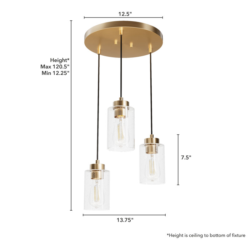 Hartland 3 - Light Cluster Cylinder Pendant, Alturas Gold
