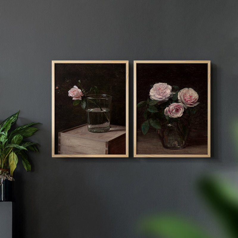 «Vintage Floral L», impression numérique sur toile - ensemble de 2, Naturel, H 12 po x l 30 po