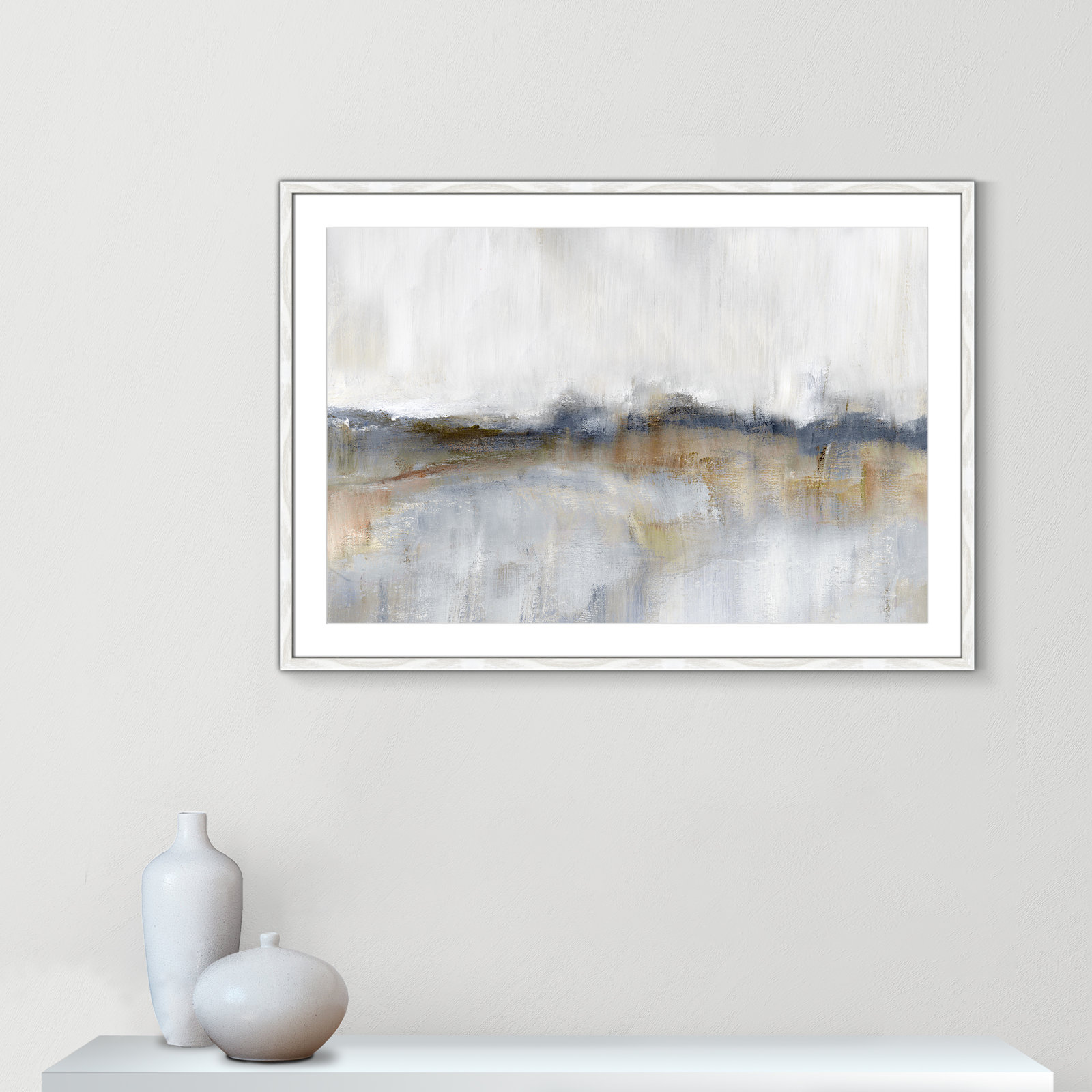 Autumnal Tide by Nan, 29.5" H x 41.5" W x 0.75" D, White Framed