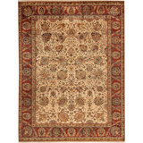 Wool Floral Area Rug in Cream
