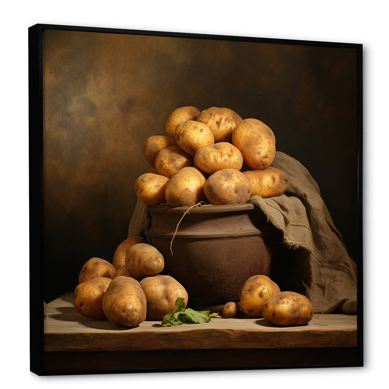 «Potato Amber» sur toile, H 30 po x l 30 po x P 1 po, Cadre flottant noir
