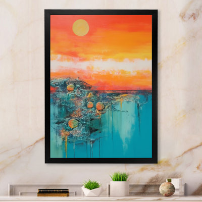 «Minimalisme, coucher de soleil bleu, Étreinte II», art mural minimalisme