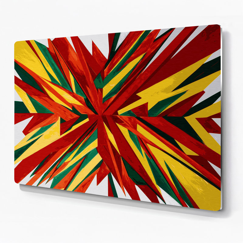 «Geometric Abstraction 8», art mural en métal rouge, H 11 po x l 14 po
