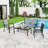 4-Piece Outdoor Patio Conversation Set with Loveseat, 2 Chairs & Tempered Glass Coffee Table, All-Weather Textilene Fabric & Metal Frame for Backyard, Poolside or Garden-1571998608