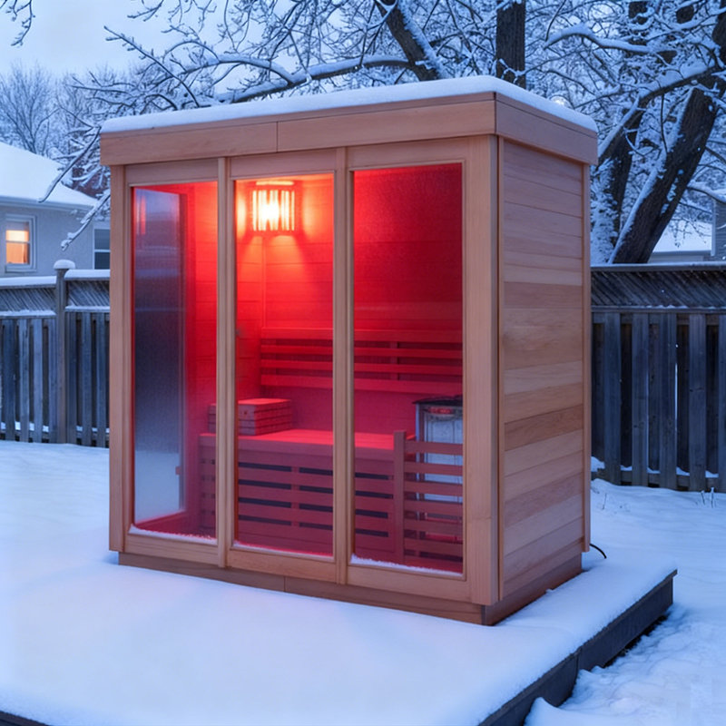 Smartmak® 2–4 Person Premium Red Cedar Outdoor Steam Sauna – Modern Box Design, Traditional Wellness & Spa Luxury