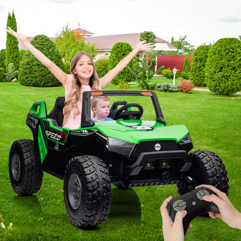 Siège pour enfant pliable 24V 2 places pour enfants avec télécommande à DEL et musique, Vert