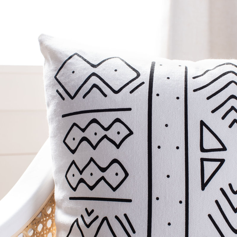 Kerra 18" Black and White Cotton Throw Pillow