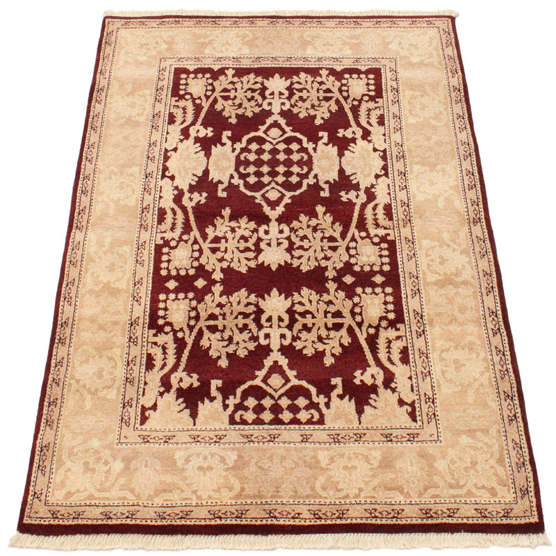 Tapis en laine rouge foncé 4 pi 3 po x 6 pi, one-of-kind main-noué la 2010 ushak Yaak