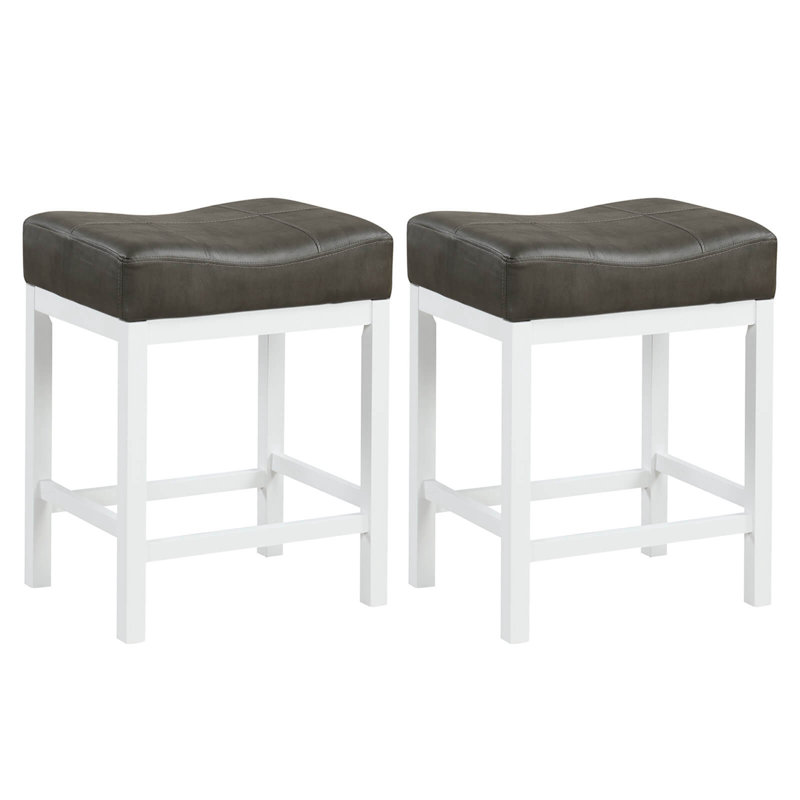 Tabouret de bar 24,5 po Ebern Designs, 2, Gris foncé / Blanc