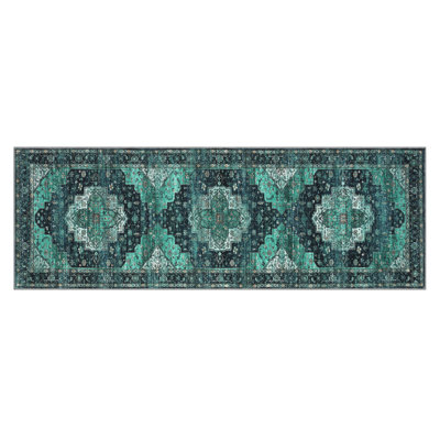 Machine Washable Area Rug Vintage Area Rugs Non Slip Backing Distressed Carpet for Living Room Kitchen Entryway