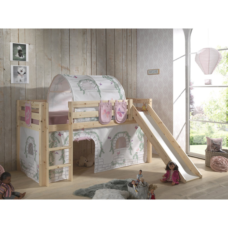Pino European Single (90 x 200cm) Mid Sleeper Loft Bed, Premium Plus, Natural