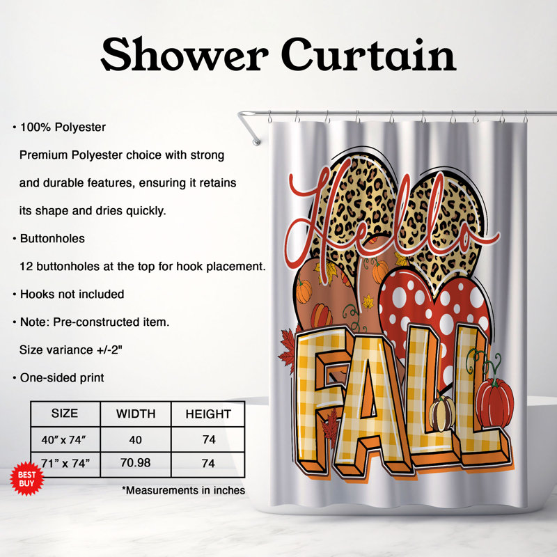 Rideau de douche standard 1 pièce Fall Glow, H 74 po x l 40 po