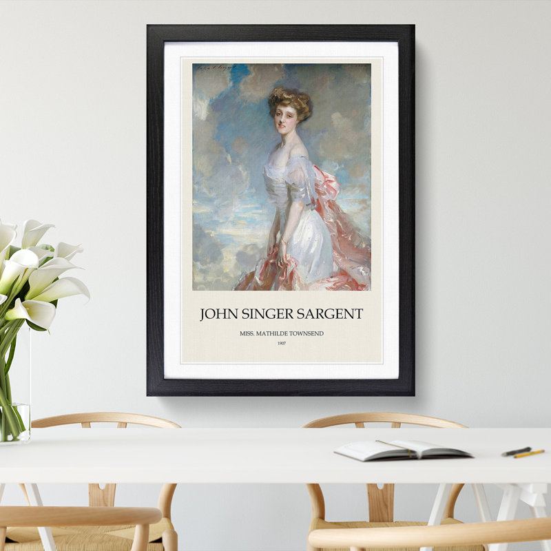 Portrait of a Lady Print by John Singer Sargent - Picture Frame Painting, 48cm H x 36cm W x 2cm D, Black Framed