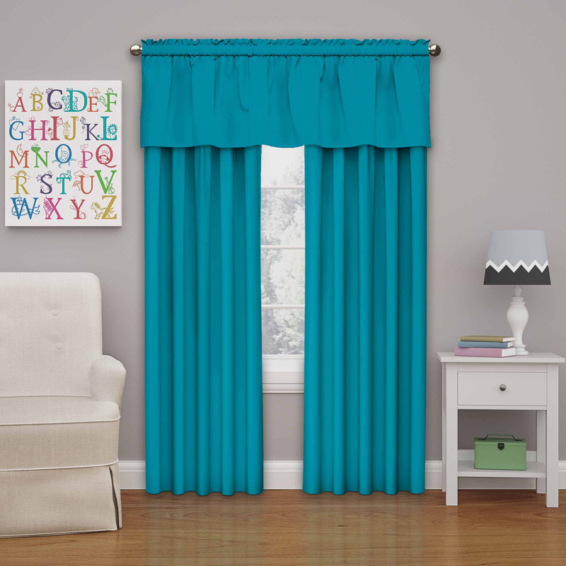 Rich Teal Extended Blackout Microfiber Rod Pocket Valance