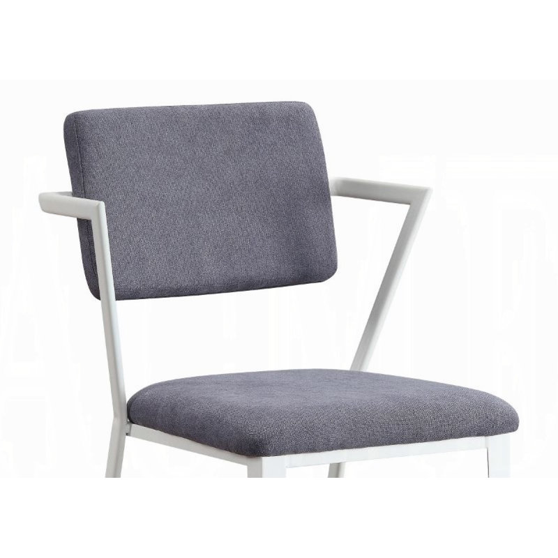Gray Fabric and White Metal Upholstered Side Chair