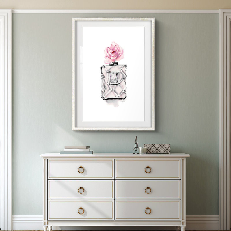 Perfume Bottle -Framed Print, 25.5" H x 17.5" W, White