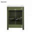 Petit meuble-lavabo de style rétro avec lavabo en céramique, 2 portes à fermeture douce et tablette réglable pour espaces compacts-117546470