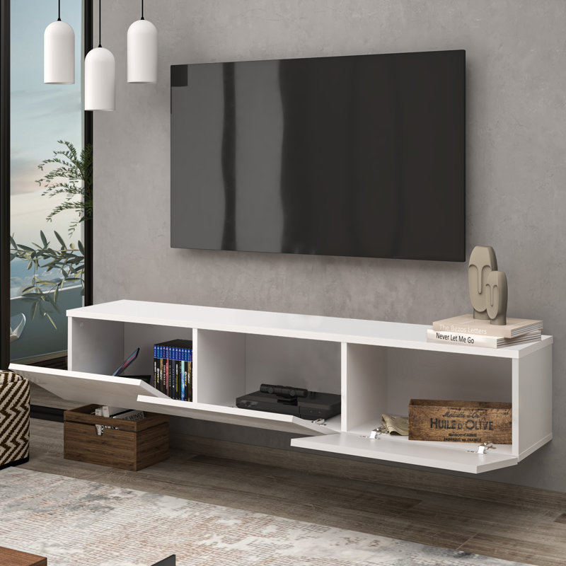 Meuble télé flottant Ronnye, Blanc
