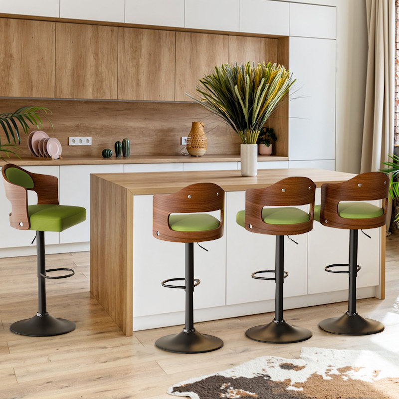Ensemble de 2 tabourets pivotants modernes réglables, Vert