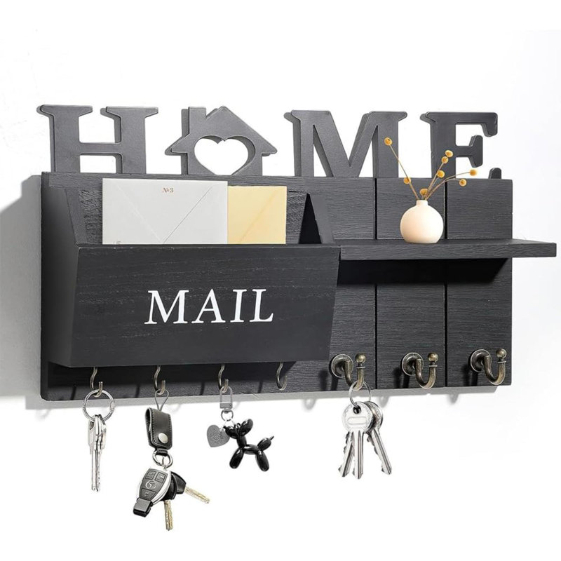 Wood Wall Organizer, Black