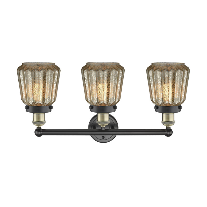 Éclairage pour meuble-lavabo à 3 lumières Aretzy, Mercurisé, Laiton antique noir