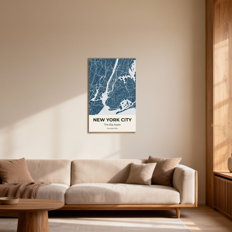 Impression de motif de carte de la ville de New York, H 18 po x l 12 po