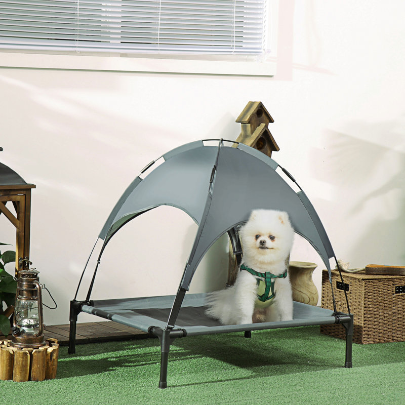 Lit surélevé portatif pour chien avec abat-jour de protection UV, 30 po,