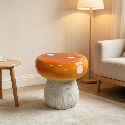 Statue tabouret Mushroom, tabouret de jardin extérieur en résine, tabouret surdimensionné à base de forêt 13,8 pouces, tabouret d'intérieur Courtyard