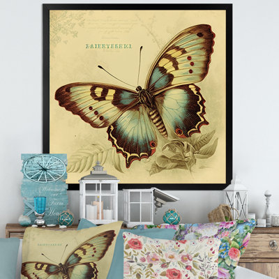 «Ariahana Vintage Illustration Of Butterfly V», reproduction sur toile