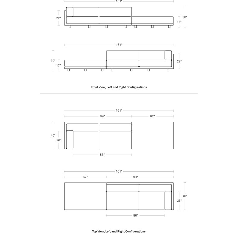 Sunday Chaise Sectional, Left Hand Facing