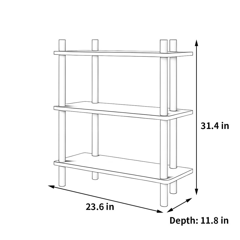 Bibliothèque haut de gamme et tendance, (3 tablettes) H 31,4 po x l 23,6 po x P 11,8 po