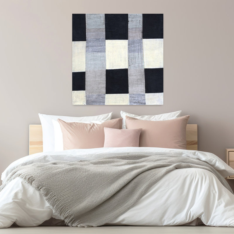 Gray Plaid 2 Abstract Contemporary Art, 32" H x 32" W