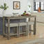 Ensemble de table de bar industriel avec centre de charge intégré - 59 pouces brun riche 4 pièces avec 3 tabourets rembourrés