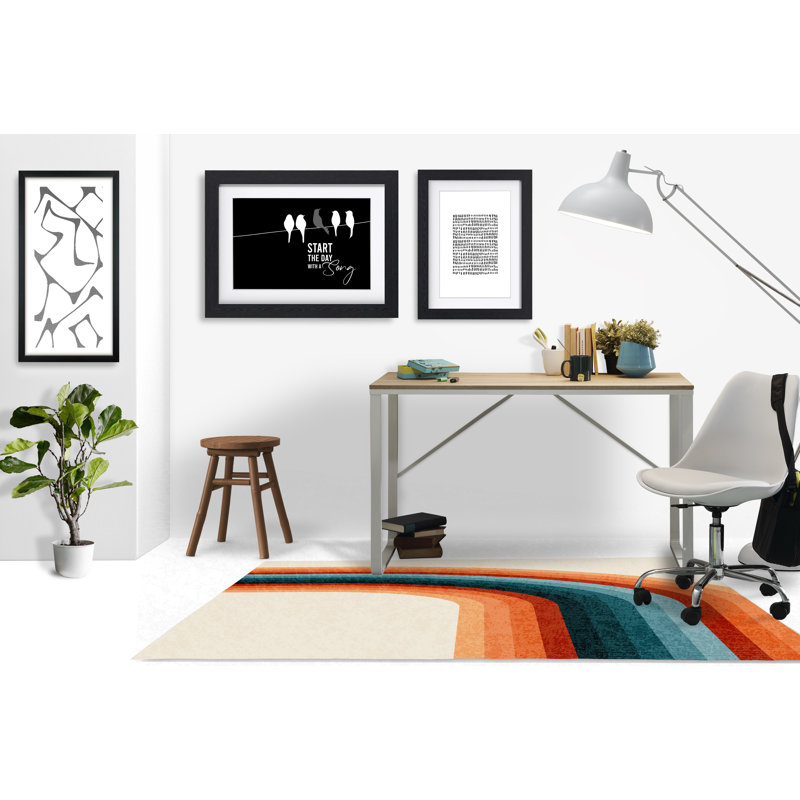 Tapis de chaise rectangulaire Serrai, Orange / turquoise / beige, H 36 po x l 60 po