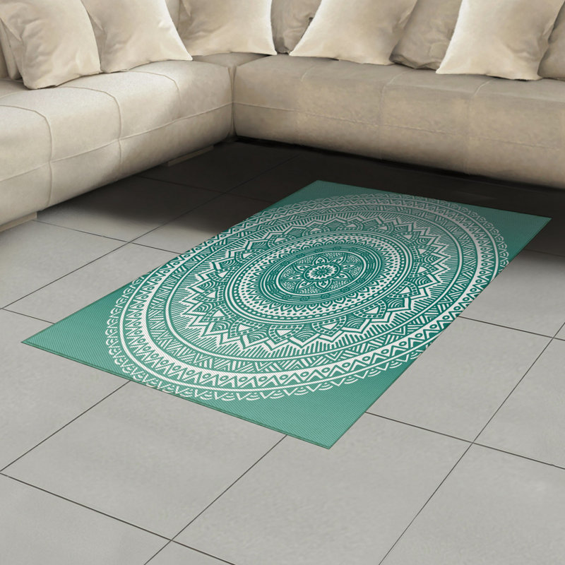 Tapis décoratif floral à haute densité en fibres de polyester, Rectangle 2 pi 7 po x 5 pi