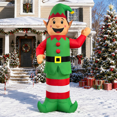  8 FT Animated Christmas Inflatable A‑Fu with Laughing Mouth & Waving Hand